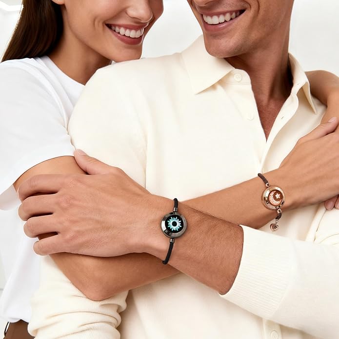 TOTWOO Long Distance Touch Bracelets for Couples, Smart Light & Vibration Love Jewelry, Long Distance Valentines Day Gifts for Him Her Women Men, One-to-One Bluetooth Pairing via App