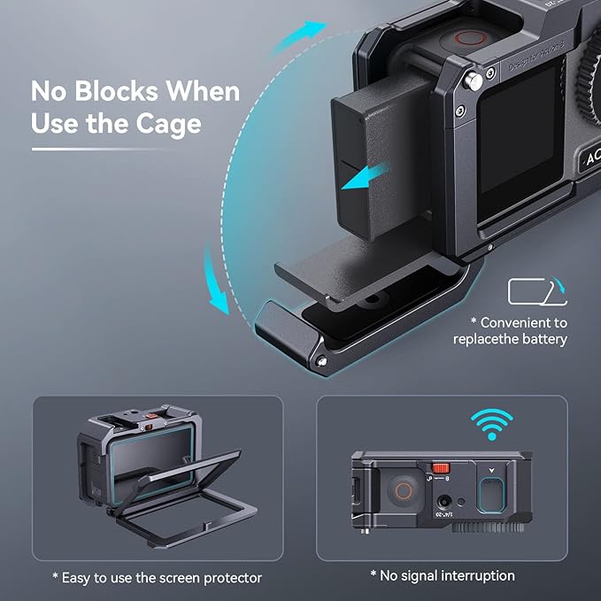 SmallRig Action 5 Pro Action 4 Action 3 Camera Cage for DJI, Protective Cage Compatible for DJI Mic, Protective Frame for Osmo Action 5 Pro Action 4 Action 3-4119C