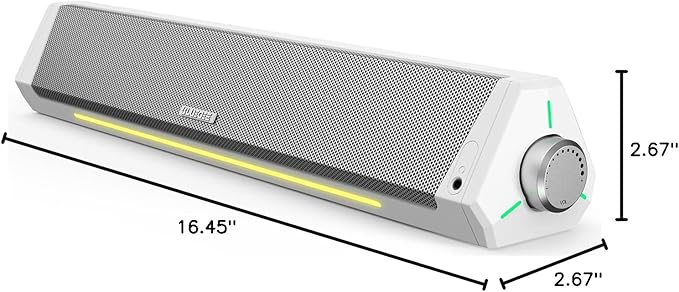 Bluedee Computer Speakers, Bluetooth Computer Soundbar, HiFi Stereo, 3.5mm Aux-in Connection, USB Powered Computer Speakers for Desktop Monitor, PC, Laptop, Tablets