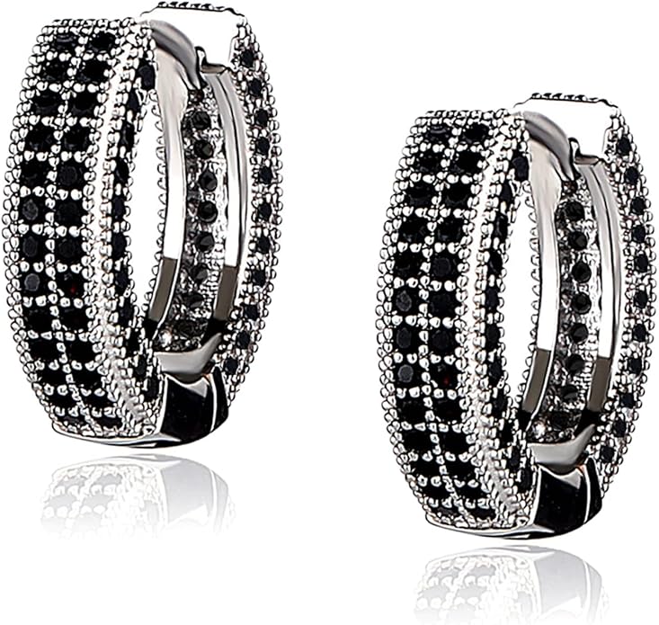 TOPGRILLZ Iced Out Hoop Earrings Cubic Zirconia Huggie Cartilage Cuff Hypoallergenic 14K Gold Plated Luxury Fashion Round Circle Earrings For Men Women