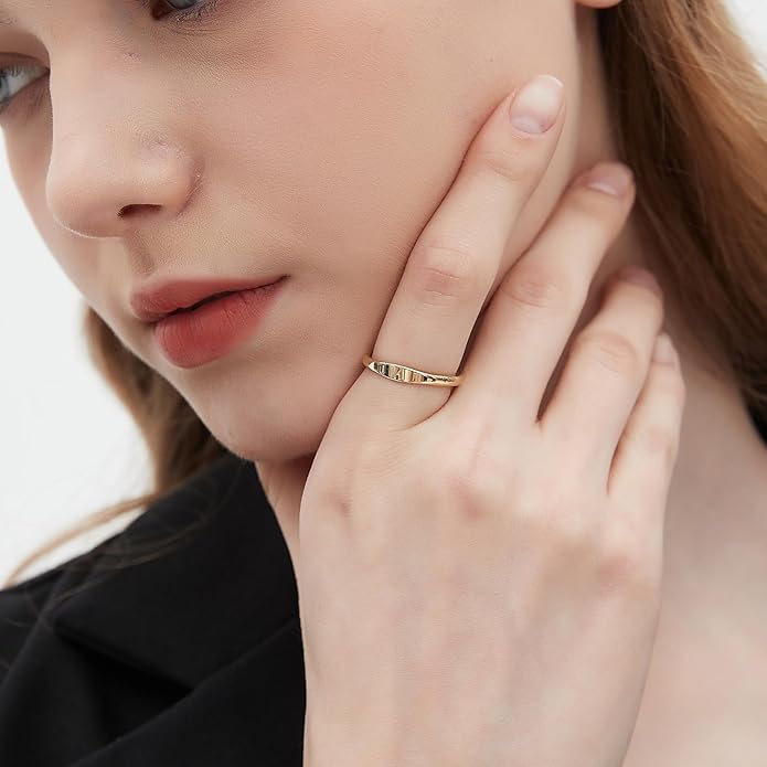 Gold Initial Rings for Women Non Tarnish Thumb Rings for Teen Girls 14K Gold plated for Women
