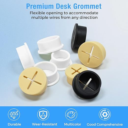Desk Grommet, 3/4 in 20 mm Silicone Rubber Grommets, Yellow Desk Hole Cover for Cables, Flexible Wall Cord Pass Through Grommet for Office Table Computer Home Furniture Wire Organizer-15 Pcs