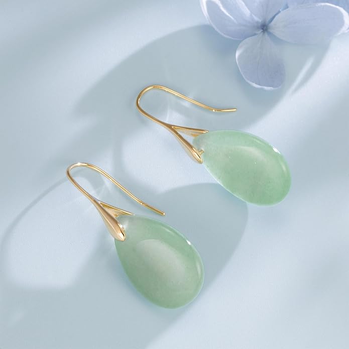 SELOVO Agate Teardrop Stone Grey Drop Earrings Fishhook Dangle Earrings for Women