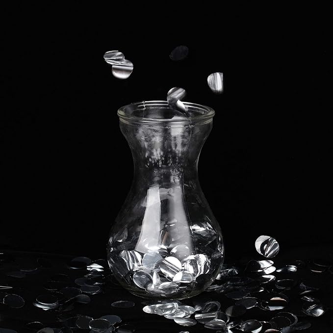 TecUnite Round Tissue Paper Table Confetti Dots for Wedding Birthday Party Decoration, 1.76 oz(Silver Foil Confetti,1.5 cm)