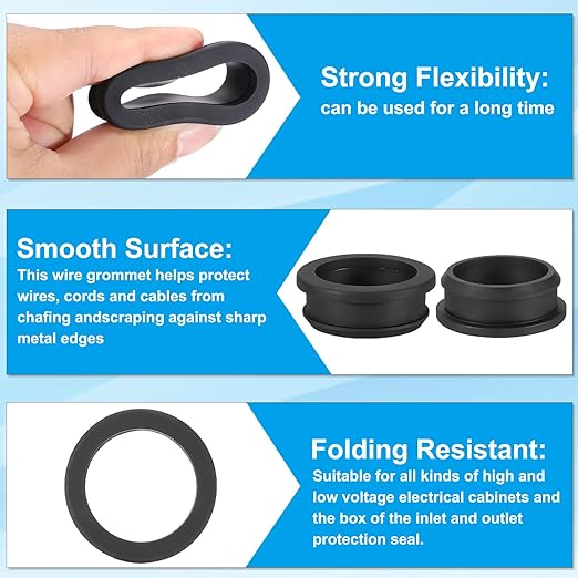 PATIKIL 38.6mm / 1-1/2 Inch Drill Hole,1-1/4 Inch ID Rubber Grommets, 3Pcs Top Hat Grommet for Wiring Eyelet Ring Gasket Automotive Firewall Cable Hole Plugs Wires Protection, Black