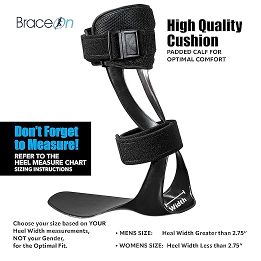 Brace On AFO S-Type - Drop Foot Stabilizer Brace, Moldable, Trimmable, Lightweight Polyethylene, Braces for Men, AFO Brace and Foot Drop Braces, Boot for Injured Foot, Men, Right