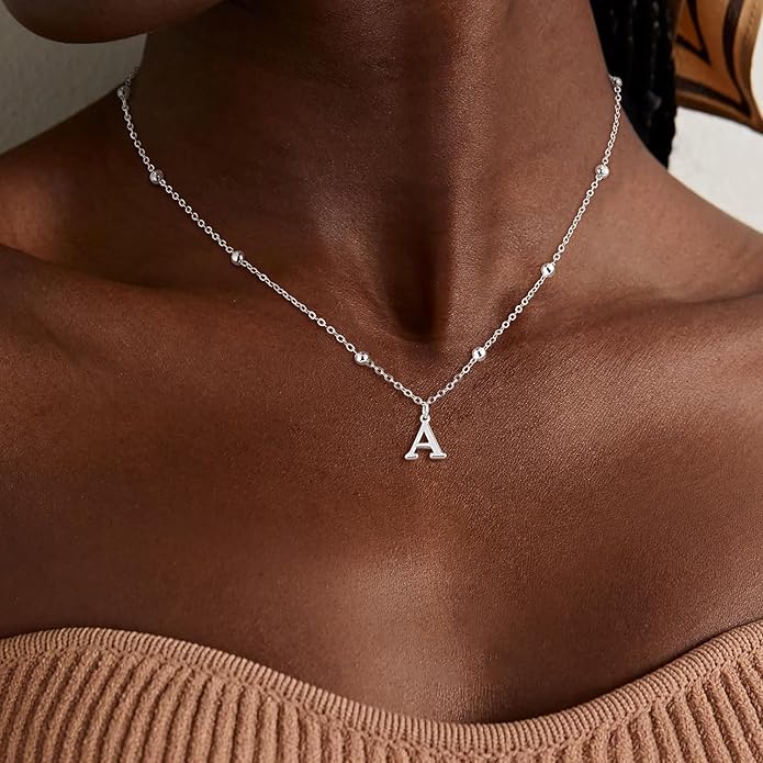 Valentines Gifts for Her Women - Initial Necklaces for Women Dainty 14k Gold Plated A-Z Letter Pendant Name Necklaces Cute Charm Choker Fashion Accessories Non Tarnish Trendy Jewelry Gift