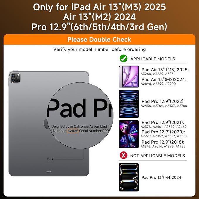 Transparent Case with Keyboard for iPad Air 13 Inch (M3/M2, 2025/2024), iPad Pro 12.9 Inch (6/5/4/3 Gen),7-Color Backlit,Magic Wireless Keyboard, 360°Rotating,with trackpad,Pencil Holder,Black