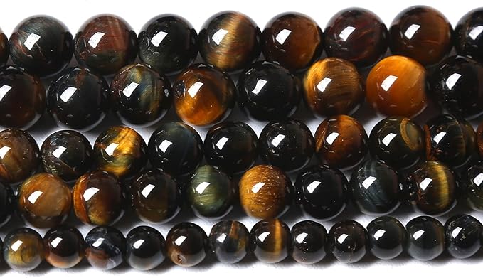 Yellow Blue Tiger Eye Beads Natural Stone Round Loose Beads Energy Gemstone Healing Power for Jewelry Making 12mm 32pcs 15"