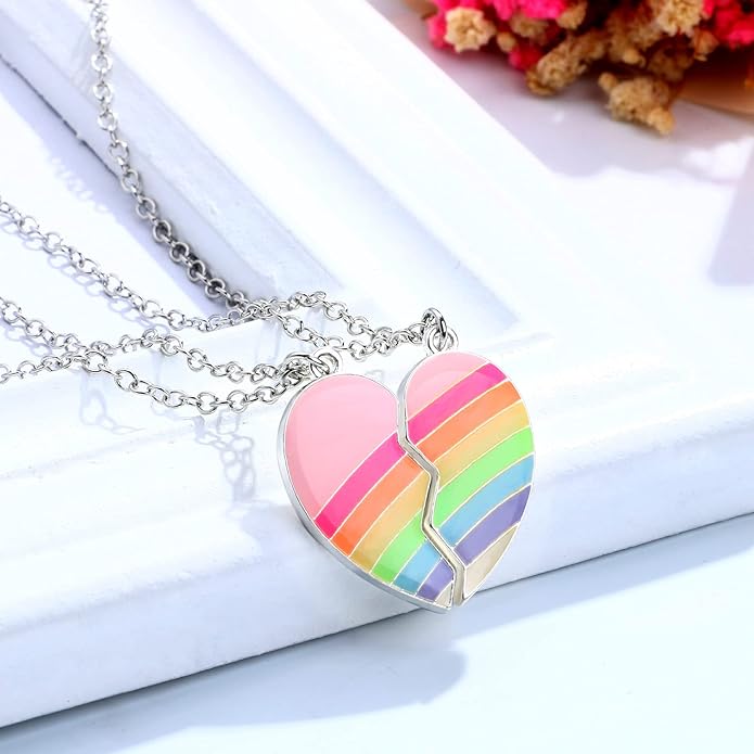 Couple Heart Or Cat BFF Best Friend for Girls Puzzle Friendship Pendant Necklaces,316L Stainless Steel