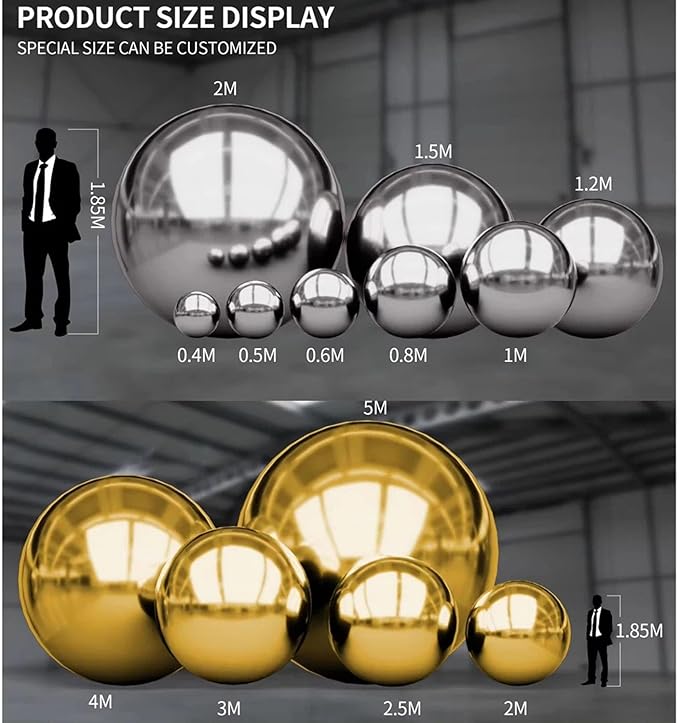 Inflatable Mirror Ball,Silver & Gold & Iridescent Giant Mirror Balloon,Big Shinny Balls,Reusable PVC Hanging Disco Sphere For Party & Wedding & Event Decoration (Silver, 24in 1.9ft 0.6m)