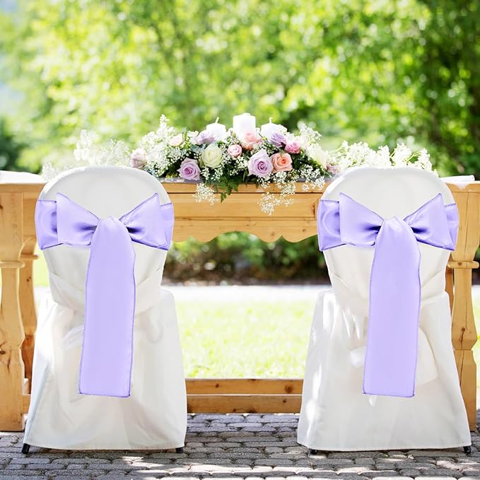 5 Pack Satin Table Runner Lavender 12 x 108 Inch Long,Satin Silk Table Runner for Wedding,Birthday Party and Banquet(Lavender,5 Pack)