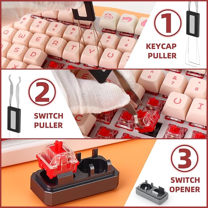 YIMAGUJRX Keyboard Lube Kit with Switch Opener, Keycap Puller Stainless Steel Key Removal Tool Keycaps Remover for Mechanical Keyboard