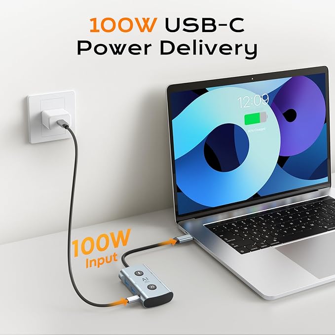 AI Laptop Docking Station with Dual Monitor 4K, TOPOINT 7-in-1 USB C Hub with AI Tools, Voice Transcription, Translation, 100W PD for MacBook HP Dell, Home Office Remote Work Business Travel