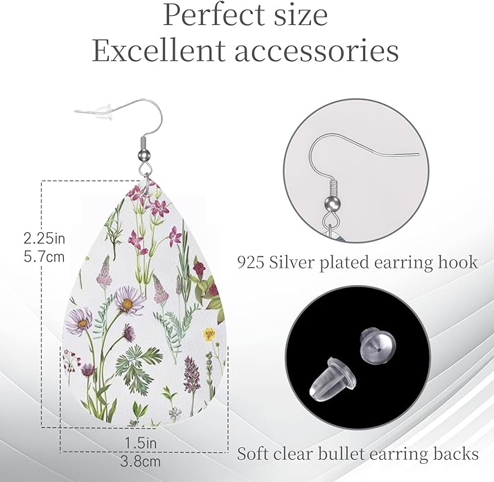 Teardrop Style Leather Earrings Outer Layer Silver Plating Hypoallergenic, Fashion Accessories Suitble Casual Outfits Parties Daily Wear for Sister Mom Wife Friends