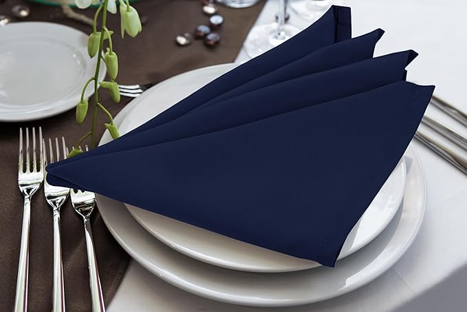 Utopia Home [24 Pack, Navy Blue] Cloth Napkins 17x17 Inches, 100% Polyester Hemmed Edges, Washable and Reusable Ideal for Parties, Weddings and Dinners