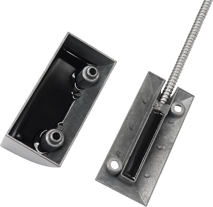 Magnetic Reed Switch Wired Surface Mount Normally Closed NC Contact Sensor Alarm Magnetic Door Switch with 2 Wires, Zinc Alloy Sliver, OC-59