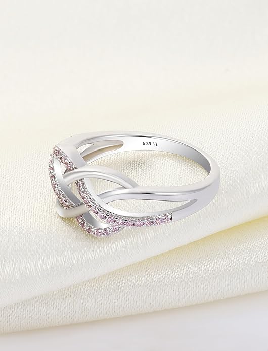 YL Celtic Knot Rings 925 Sterling Silver Twisted Knot Ring Birthstone Infinity Statement Jewelry for Women-size5
