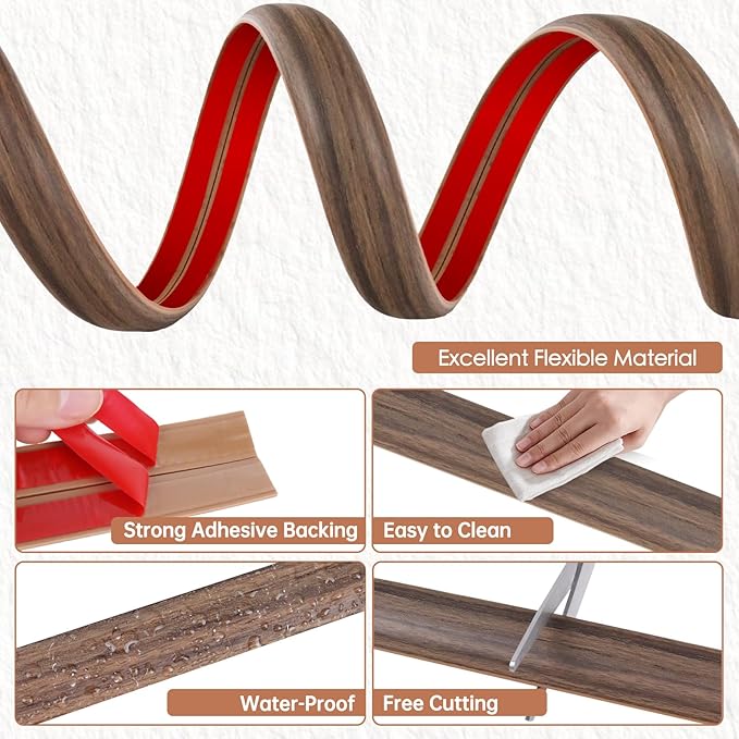 Floor Cord Cover for Wires on Floor Self Adhesive Cord Hider Floor Cable Management Wire Covers for Cords Protector Prevent Cable Trips Cord Cavity W 0.47" x H 0.27", Misty Brown Wood, 3.3Ft