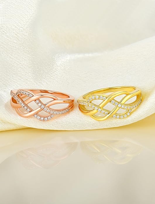 YL Celtic Knot Rings 925 Sterling Silver Twisted Knot Ring Birthstone Infinity Statement Jewelry for Women-size5