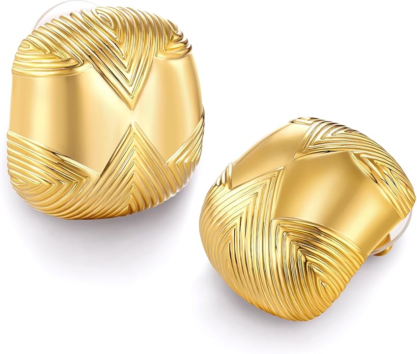 SNGIA18K Gold Plated Dangle Textured Ribbed Irregular Large Leaf Statement Earrings for Women by SNGIA, Handmade Dramatic Geometric Trendy Summer Drop Leaf Flower Jewelry Gifts, Bold Beachy Vintage Plant Fashion Drop Accessories, Vintage Nickle Free Fl...