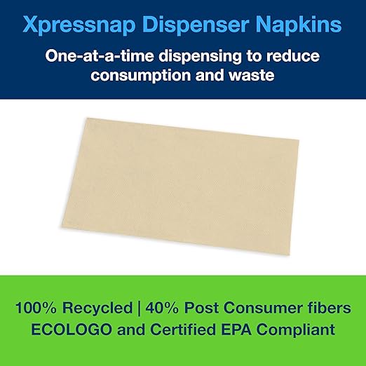 Tork Xpressnap Natural Dispenser Napkin N4, Universal, Interfold 1-ply, 13" x 8.5", 12 x 500 napkins, DX906E