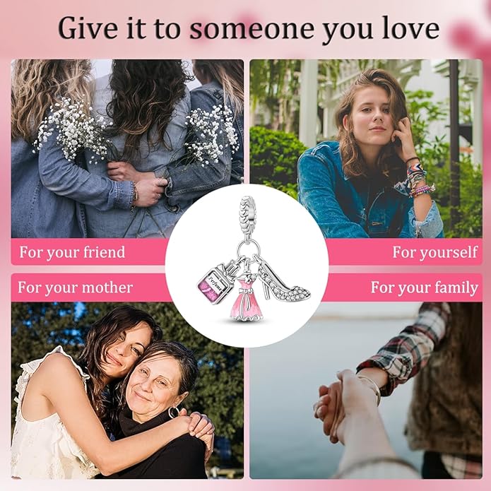 NARMO S925 Sterling Silver Charms Hamsa Charm for Pandora Bracelets Cross Charms for Bracelets Perfume High Heels Dangle Charms Silver Charms for Women