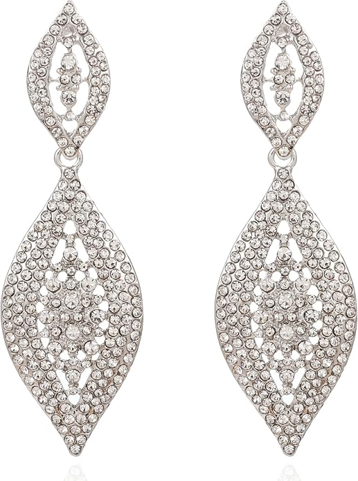 Elegant Rhinestone Dangle Earrings Crystal Wedding Bridal Long Dangling Drop Earrings Chandlier Earrings for Women Bridesmaid