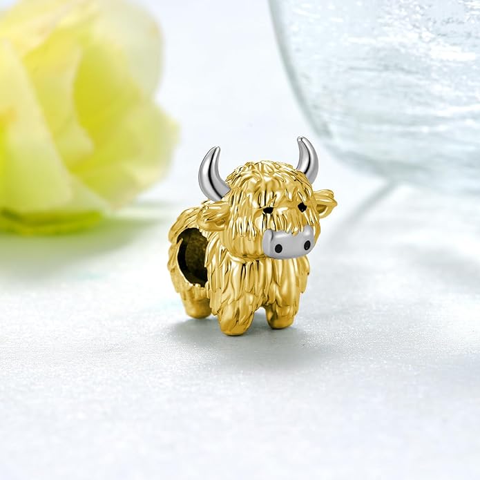 Highland Cow Charm 925 Sterling Silver Cow Charms for Bracelets Cow Jewelry Highland Cow Jewelry Gifts