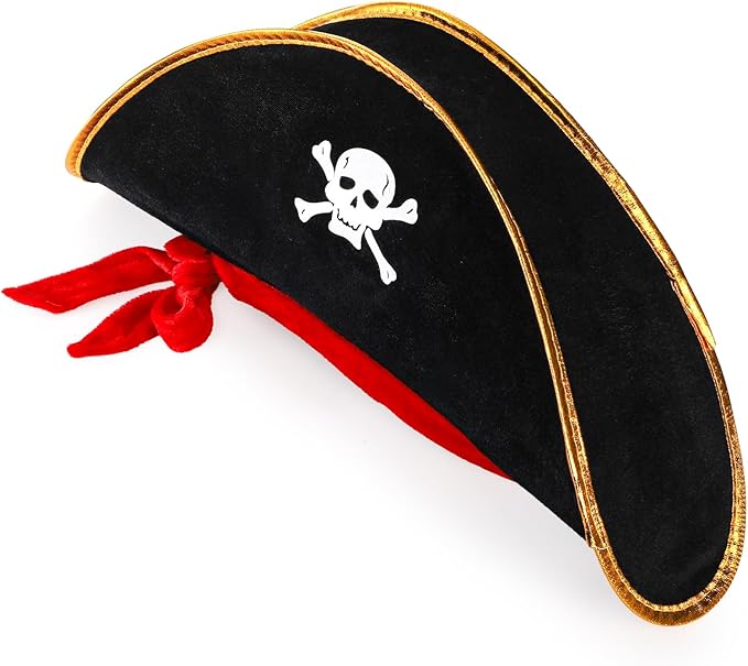 Tebery 6 Pcs Halloween Pirate Captain Hat, Skull Print Pirate Costume Party Hats, Classic Pirates Captain Cap, Pirate Theme Party Favors Supplies for Cosplay Party, Halloween
