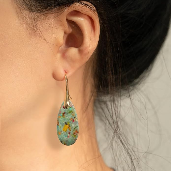 Natural Healing Stone Fishhoop Dangle Drop Earrings Statement Gold silver earrings