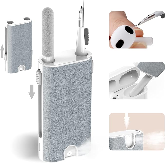 5-in-1 Electronic Cleaner kit- Portable Cleaning kit for Airpods/Earbuds/Phone/Camera/Watch/Laptop,with Cleaning Pen and Spray Bottle,Multifunctional Cleaning Tool