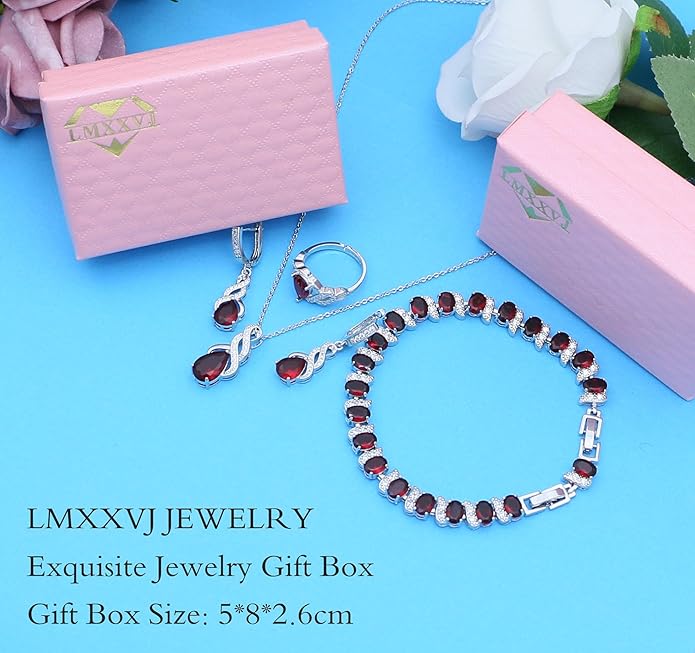 LMXXVJ Jewelry Set for Women,Teardrop Cubic Zirconia Necklace Earrings Adjustable Ring Bracelet Jewelry Set Formal Jewelry Gift