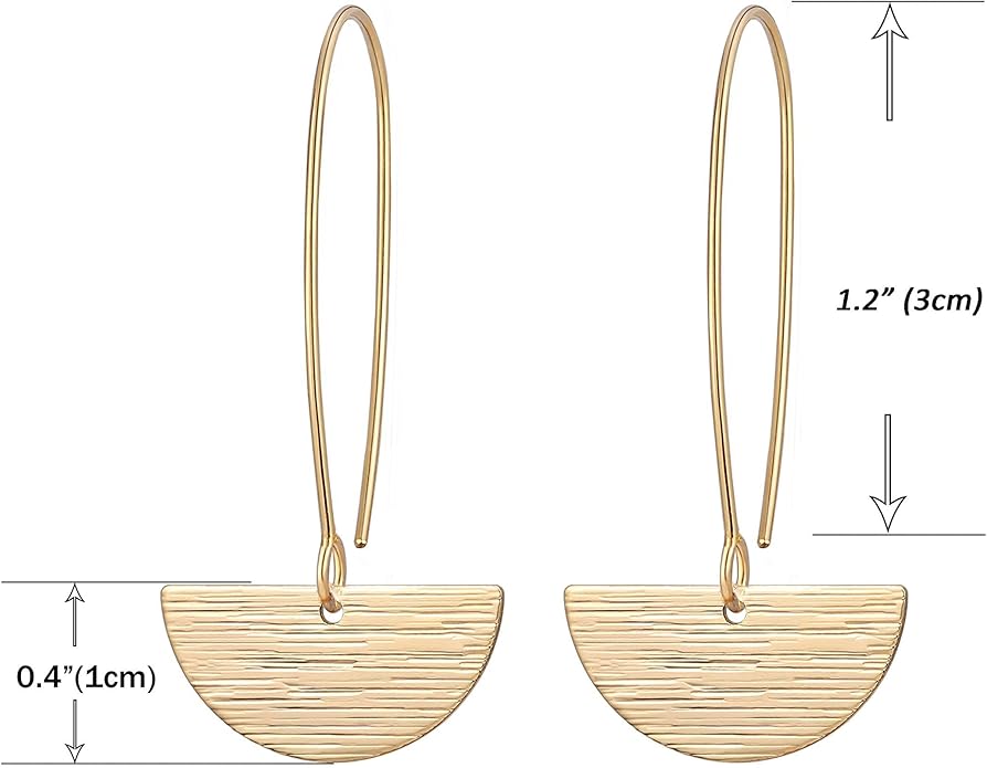 SOFYBJA Dainty 18K Gold Plated Disc Ball Triangle Sunburst Drop Earrings Long Dangle Lightweight Handmade Earrings Jewelry