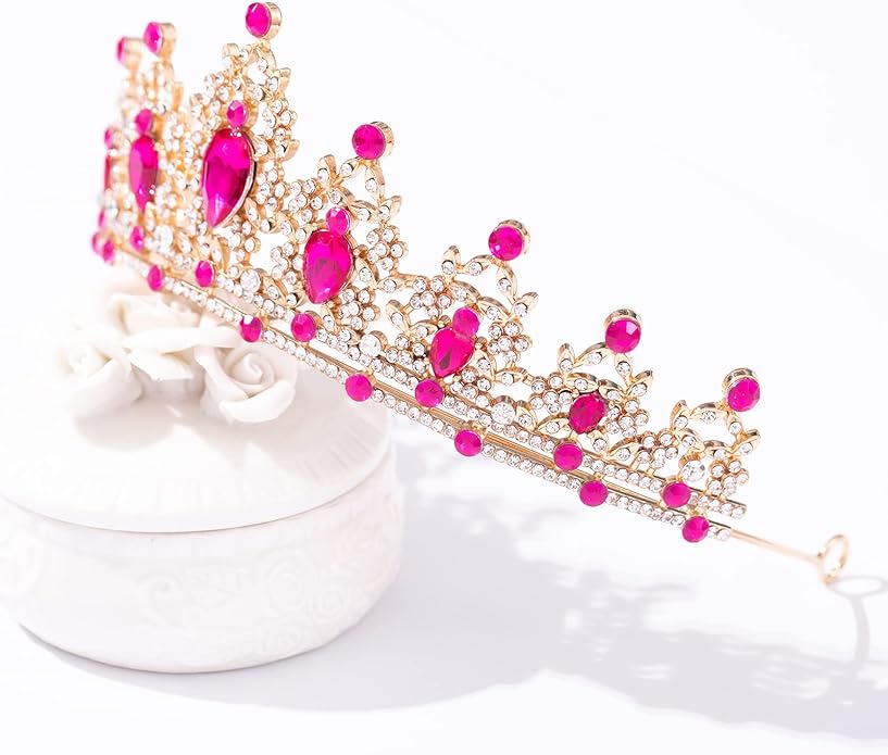 FORSEVEN Crystal Tiaras for Women, Wedding Tiaras and Crowns for Women Tiaras for Birthday Party Princess Crown Hair Accessories Bride Rhinestone Halloween Decorations Headband