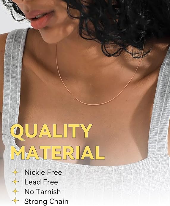 ChainsHouse Snake Chain Necklace for Women 1.2mm, 14-30" Adjustable with 5cm Extender for Pendants Lockets, Rose Gold/Stainless Steel/Black/14K Gold Hypoallergenic Dainty Jewelry Gift