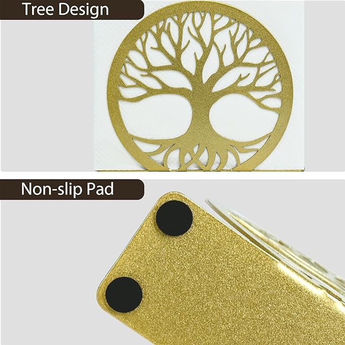 Gold Napkin Holder for Table – Elegant Standing Napkin Dispenser for Kitchen, Dining Room, or Coffee Shop | Ideal for 6-inch Cocktail Napkins, Farmhouse & Outdoor Settings (6"x 1.7"x 4.9")