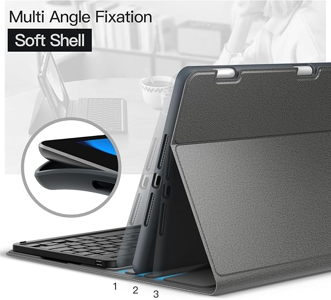 JETech Keyboard Case for iPad 10.2-Inch (2021/2020/2019 Model, 9th/8th/7th Generation) with Pencil Holder, Magnetic Detachable Bluetooth Wireless Keyboard, Soft TPU Back Stand Cover (Space Gray)