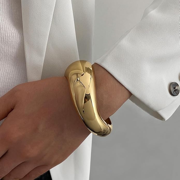 Gold/Silver Cuff Bangle Bracelets For Women Chunky Waterdrop Twisted Hinged Bangle Bracelets Minimalist Arm Cuff Bracelet Jewelry Gifts