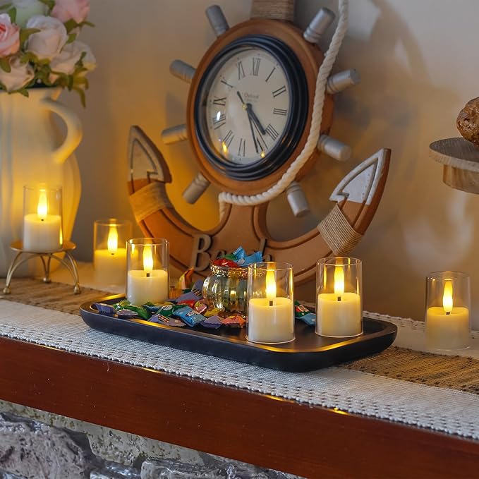Rechargeable Acrylic Flameless Votive Candles with Timer & Remote Control, 1.7" x2.5" Flickering LED Warm Glow Tealight for Home, Wedding, Holiday Decor (Set of 6, White)