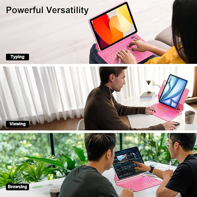 Keyboard Case for iPad Air 13 inch (M3 2025/M2, 2024),iPad Pro 12.9 inch (3/4/5/6th Gen)，Magic-Style Magnetic – Floating Cantilever Stand – Backlit Keyboard Case with Multi-Touch Trackpad