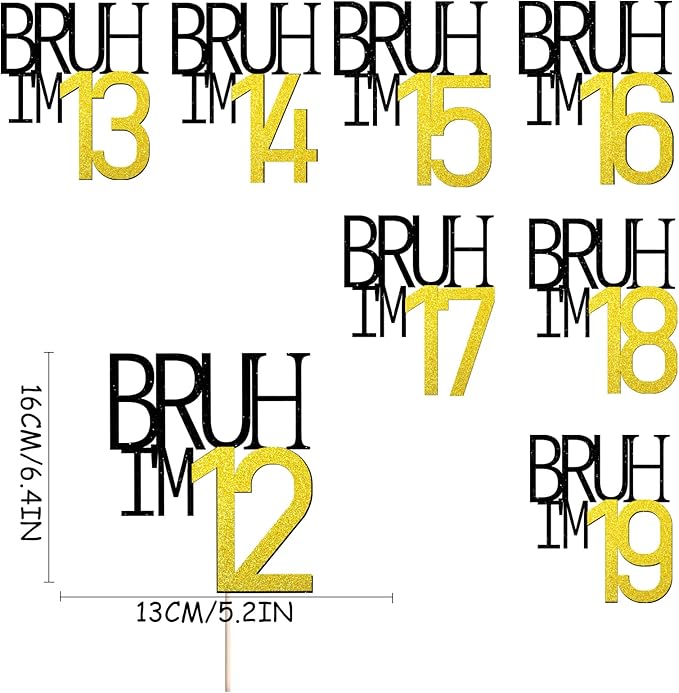 Bruh I'm 18 Cake Topper - Bro I'm 18, Happy Sweet 18 Ornament for Boys' I8th Birthday Party Supplies (Bruh I'm 18)