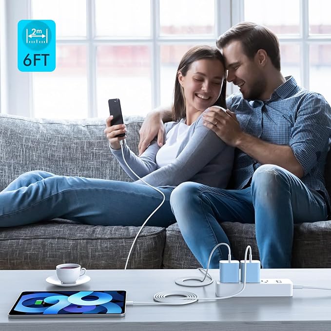 【Apple MFi Certified】20W USB C Fast Charger iPhone 16 15 Charge Block 3Pack 6 FT TypeC Fast Charger Cable for iPhone 16/16 Pro/16 Pro Max/iPhone 15/15 Pro Max/15 Plus All USB C Charging Devices(Blue)