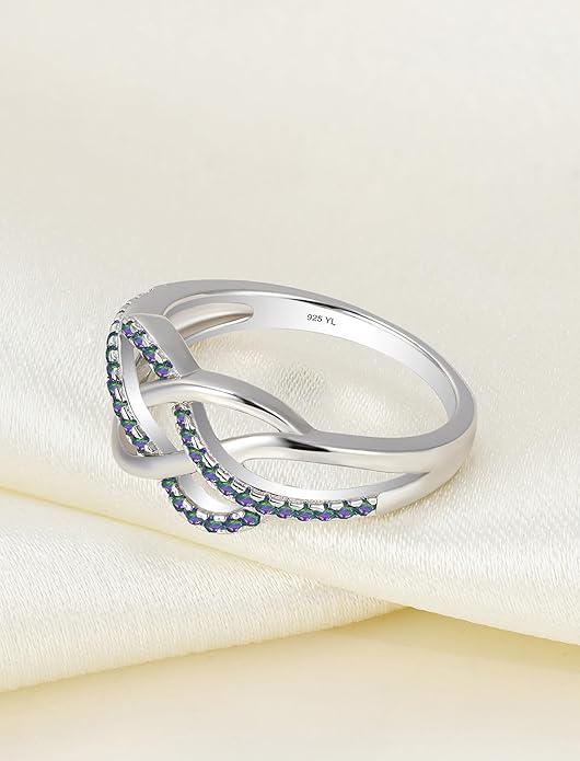 YL Celtic Knot Rings 925 Sterling Silver Twisted Knot Ring Birthstone Infinity Statement Jewelry for Women-size5