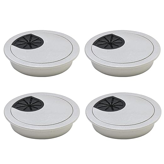 Desk Grommet 2-3/8" (60 mm), Desk Cord Hole Cover, Cable Grommet ABS Plastic, Desk Hole Grommet for Office and Home Table Cable, Detachable Cable Cord Organizer (Silver Sand 4 Pcs)