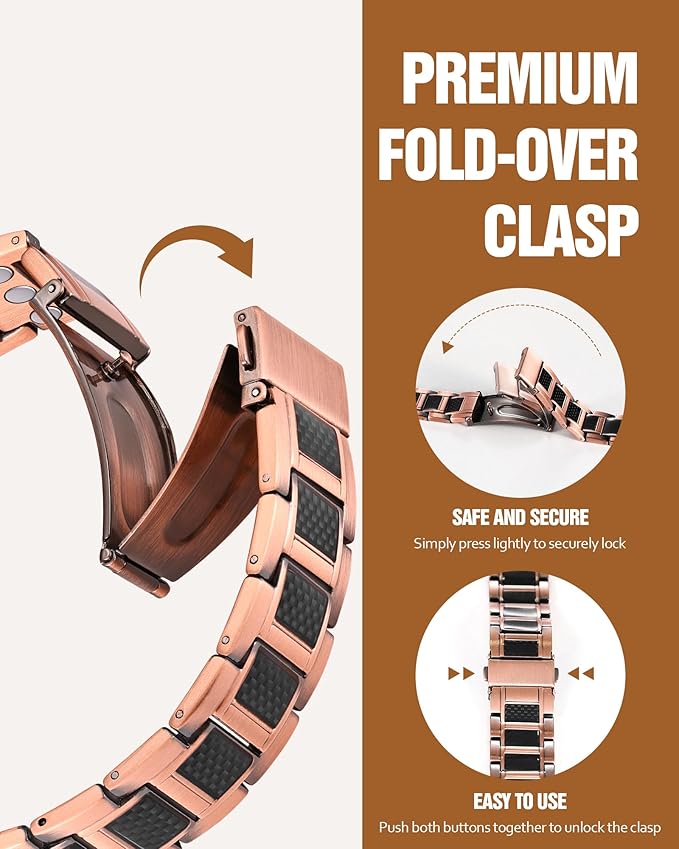 Jecanori Copper Magnetic Bracelet for Men, 3X Strength Pure Copper Bracelet for Men,Ideal Gift