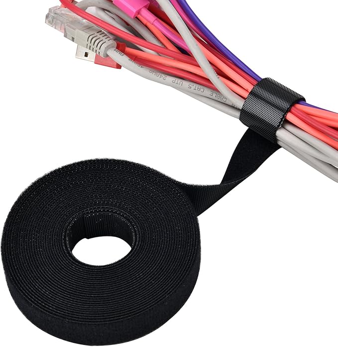 Pasow fastening tape Cable Tie Double Side Nylon Power Wire Management 3/4Inch 1 Roll Hook (10 Yards, Style 2)