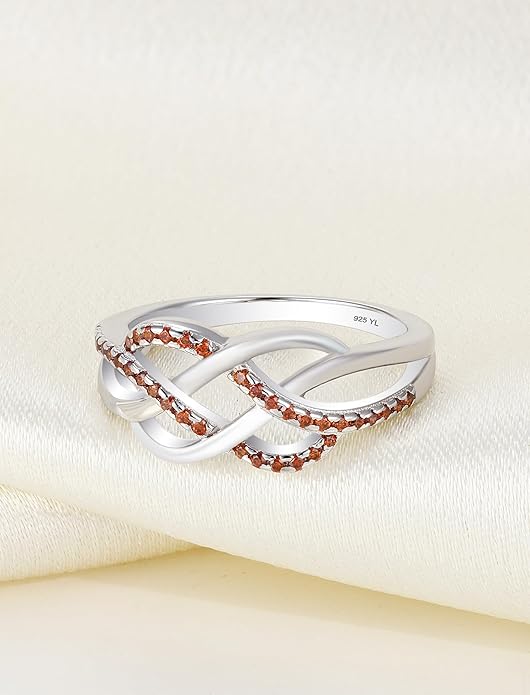 YL Celtic Knot Rings 925 Sterling Silver Twisted Knot Ring Birthstone Infinity Statement Jewelry for Women-size5