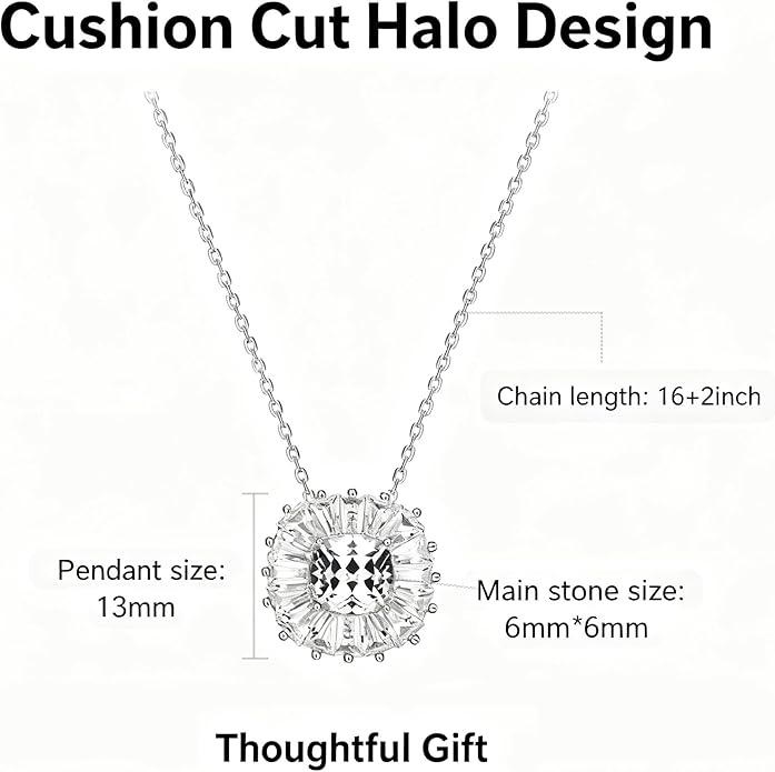 MISS MIMI Solitaire Cubic Zirconia Necklace for Women, 1–3 CT Round,Heart,Princess Cut CZ Options, Bezel or Prong Set in 925 Sterling Silver, Adjustable 16–20" Minimalist Everyday Jewelry