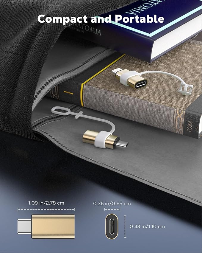 MoKo Lightning to USB C Adapter 2Pack, NOT for Lightning Earbuds/Headphones/OTG, USB-C to Lightning Adapter for iPhone Air 17 16 15 Pro Max Plus,iPad Pro/Air,Galaxy,ONLY for Charging/Data Sync, Gold